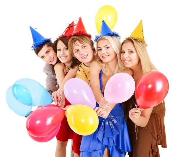 Gruppo di giovani in cappello da festa . Foto Stock Royalty Free