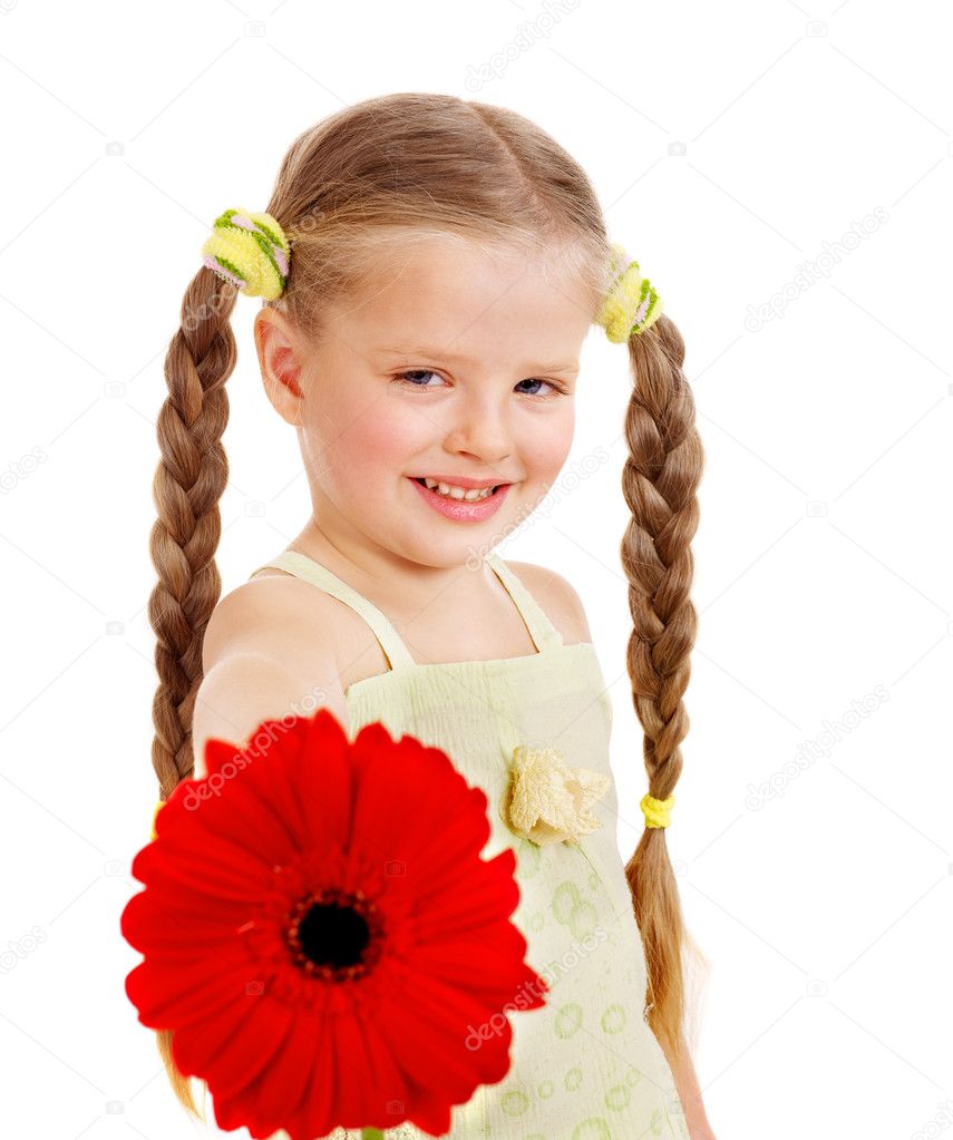 Child giving flower.
