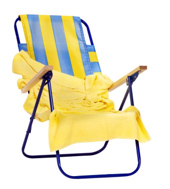 Striped deck chair on white. clipart