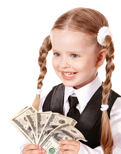 Boldog gyermek pénzt dollár. — Stock Fotó