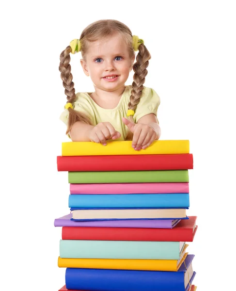 Child holding pile of books. — Stock Photo, Image