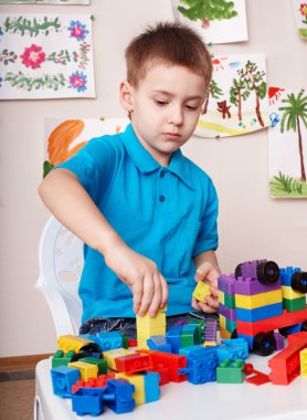 Child play construction set at home. clipart