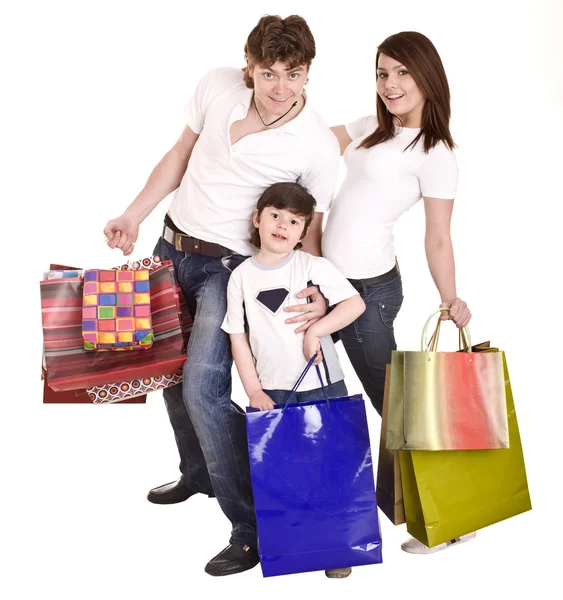 Famiglia felice e bambini shopping . — Foto Stock