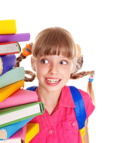 Kind mit Bücherstapel. — Stockfoto