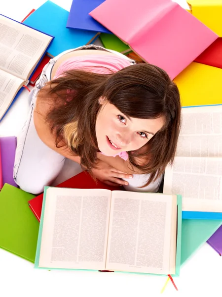 Girl reading open book . — Stock Photo, Image