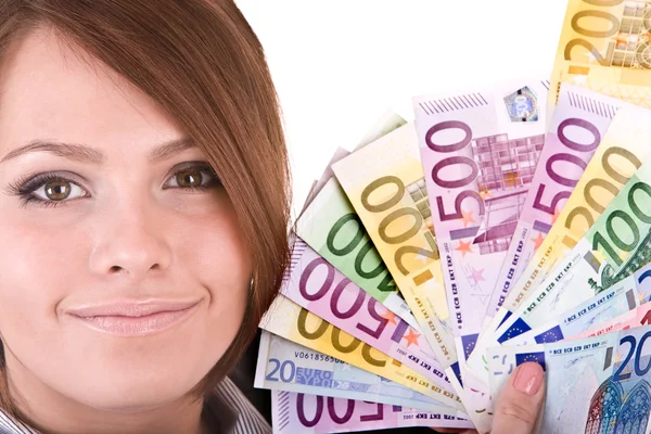 Femme heureuse avec groupe d'argent . — Photo