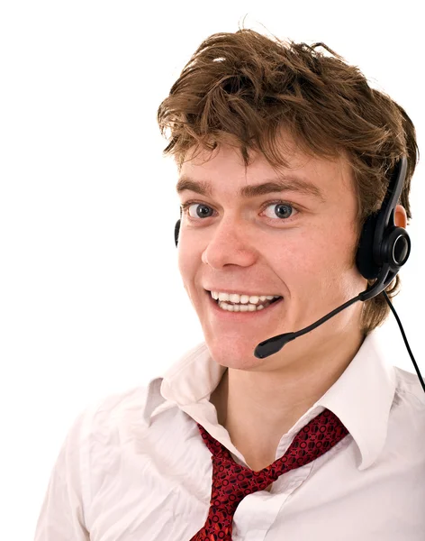 Happy man with support headset. — Stock Photo, Image