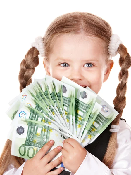 Enfant heureux avec de l'argent euro . — Photo