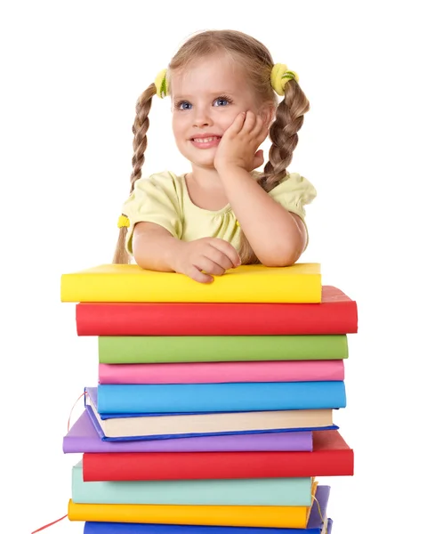 Ребенок держит кучу книг . — стоковое фото