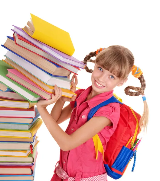 Niño con pila de libros . — Foto de Stock