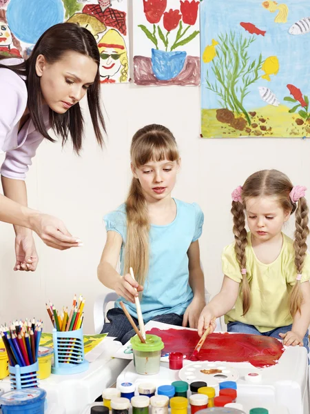 Children painting in preschool. — Stock Photo, Image
