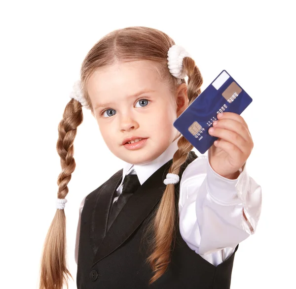 Счастливый ребенок с кредитной картой . — стоковое фото