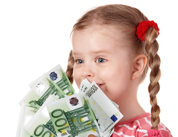 快乐的孩子与钱欧元. — 图库照片