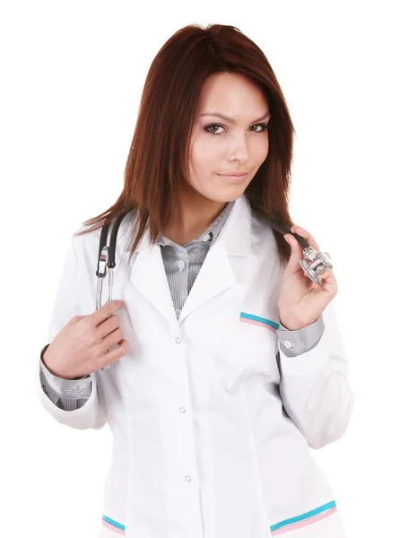 Lékařství doktor dívka s stetoskop. — Stock fotografie