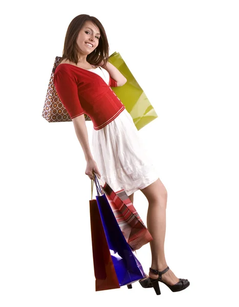 ショッピング バッグを持つ若い女の子. — ストック写真