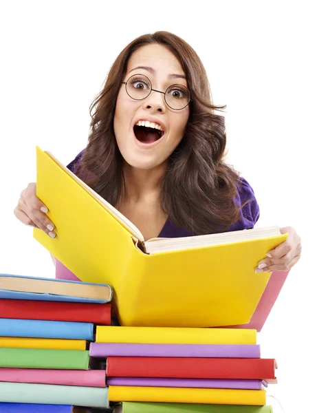 Девушка в очках с книжкой  . — стоковое фото