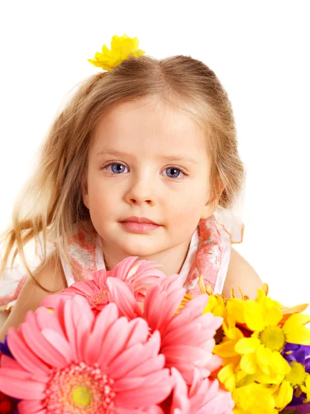 Šťastné dítě hospodářství květiny. — Stock fotografie