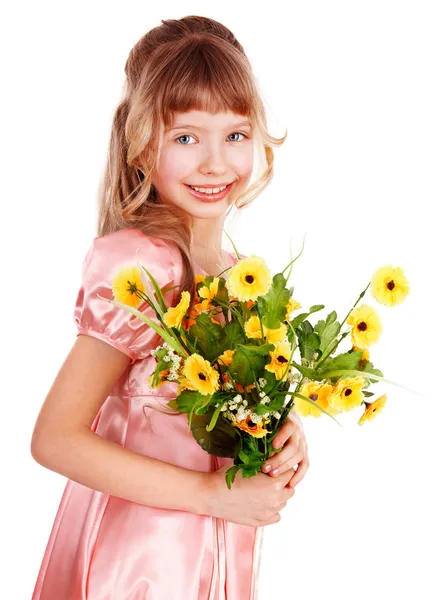 Menina bonita com flor de primavera . — Fotografia de Stock