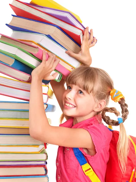 Criança com pilha de livros . — Fotografia de Stock