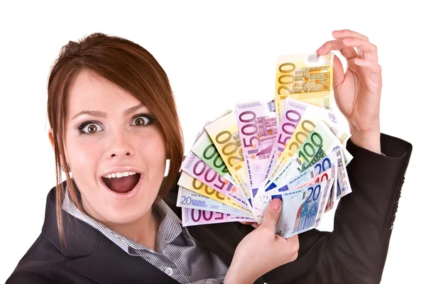 Vrouwelijke ondernemers met groep van geld. Stockfoto