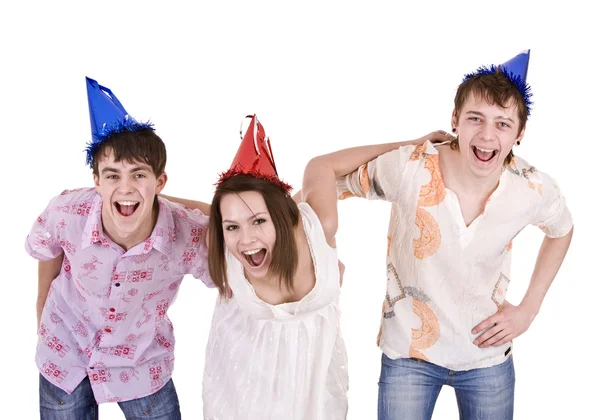 Grupo de adolescentes celebra aniversário . — Fotografia de Stock