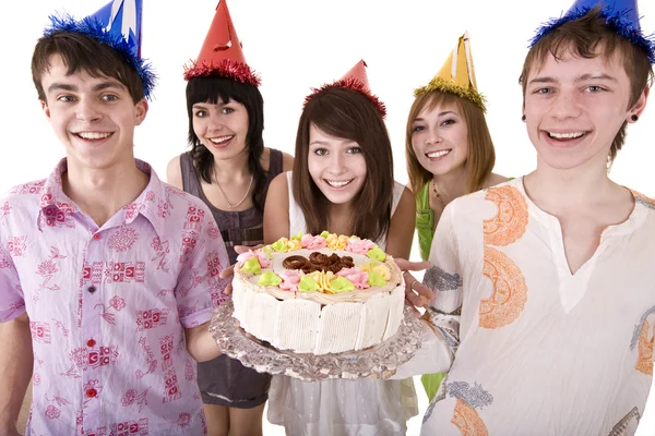 Група підлітків святкує день народження . — стокове фото