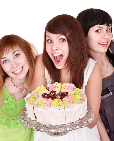 Gruppe von glücklichen Jungen mit Kuchen. — Stockfoto