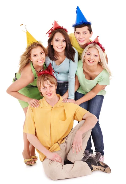 Groupe de jeunes en chapeau de fête . — Photo