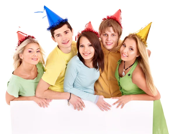 Gruppo di giovani in cappello da festa . Immagini Stock Royalty Free