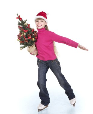 Young girl figure skating.. clipart