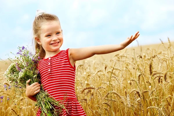 Criança no campo de trigo . — Fotografia de Stock