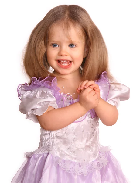 Portret uśmiechający się dziecka w sukience. — Zdjęcie stockowe