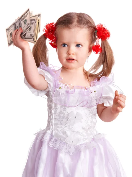 Child with money dollar. — Stock Photo, Image