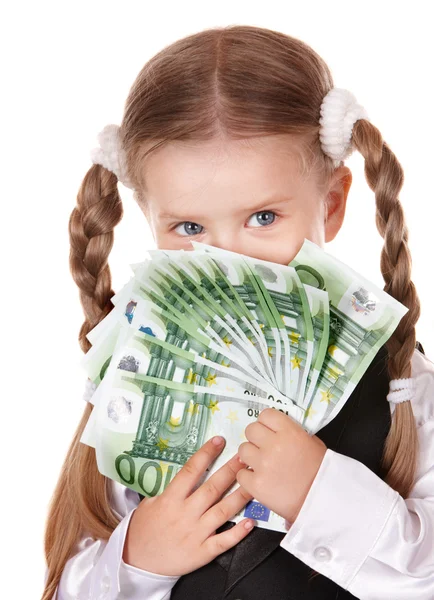 Niño feliz con dinero euro . — Foto de Stock