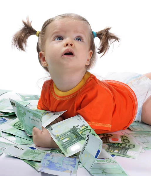 婴儿和欧元. — 图库照片