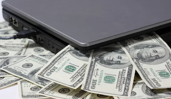 Laptop och dollar. — Stockfoto