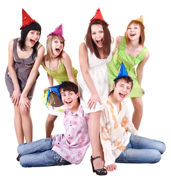 Ομάδα έφηβος στο κόμμα καπέλο. — Φωτογραφία Αρχείου