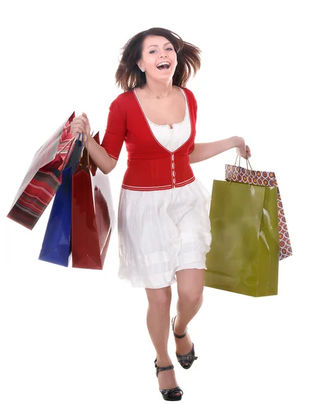 Shopping fille avec sac de groupe . — Photo
