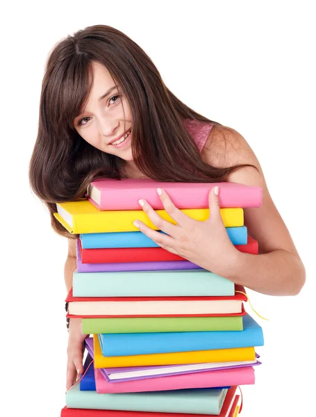 Dziewczyna z książki kolor stosu . — Zdjęcie stockowe