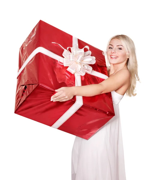 Chica sosteniendo caja de regalo  .. — Foto de Stock