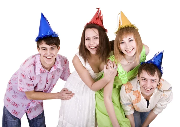Skupina teenagerů slaví narozeniny. Stock Snímky