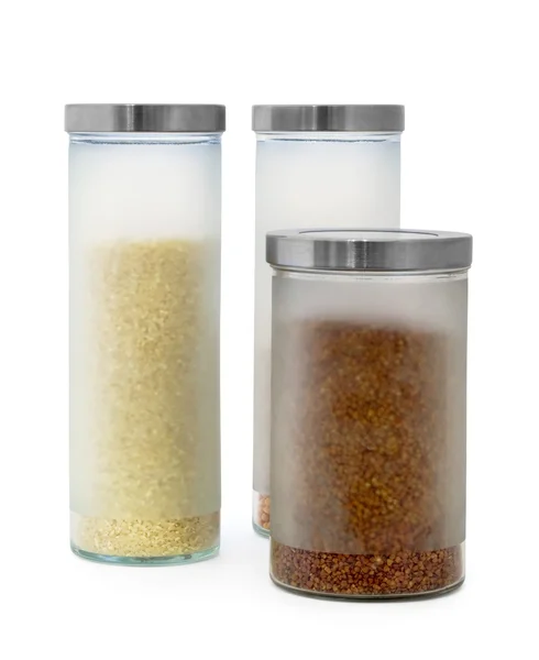 Containers with grains — Stock Photo, Image