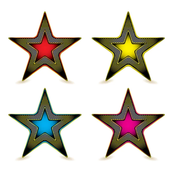Premio stella esagonale in metallo — Vettoriale Stock