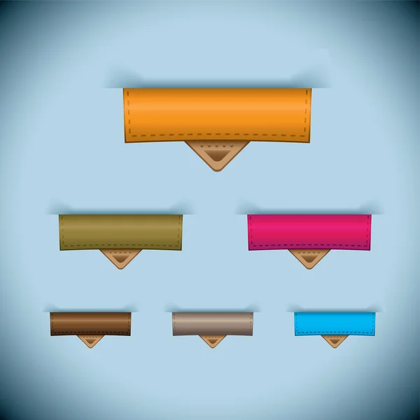 Ficha de papel icono etiqueta de cuero conjunto — Vector de stock