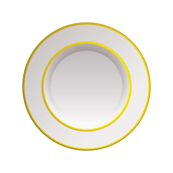 White china gold rim plate — Stock Vector