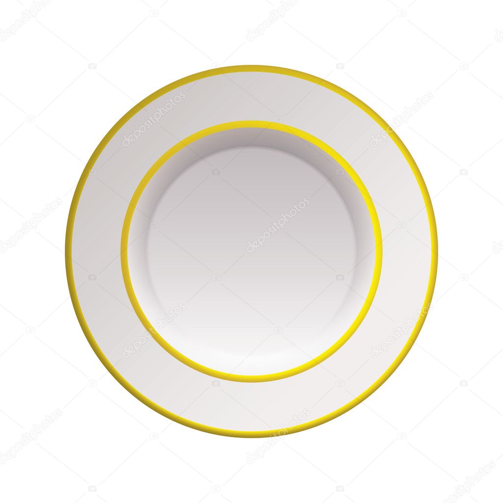 White china gold rim plate Stock Vector by ©Nicemonkey 5989408