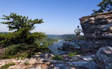 Hiker overlook Harpers Ferry landscape clipart