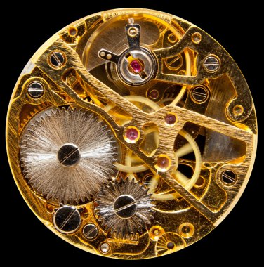 Interior of antique hand wown watch clipart