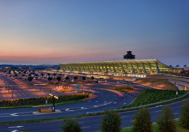 Dulles airport at dawn near Washington DC clipart