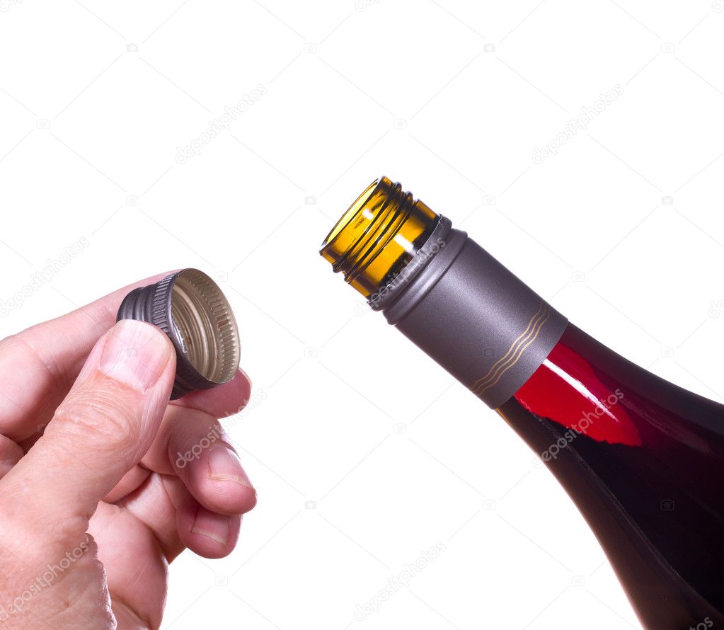 Red wine bottle opened screw top Stock Photo by ©steveheap 6662447